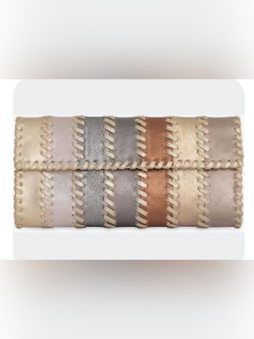 Rebecca Minkoff Metallic Patchwork Clutch in Champagne, Silver, Bronze, Pewter